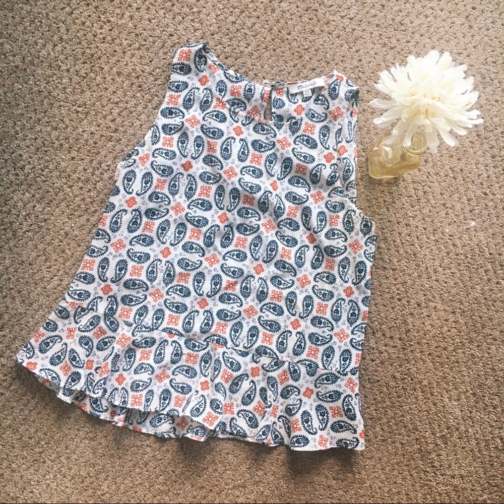 Madewell Bandana Paisley Silk Ruffle Top